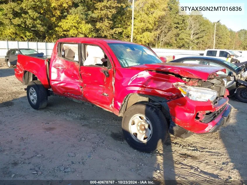 2021 Toyota Tacoma Sr VIN: 3TYAX5GN2MT016836 Lot: 40678767