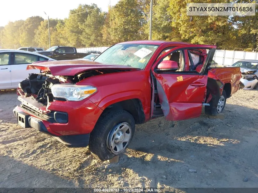 2021 Toyota Tacoma Sr VIN: 3TYAX5GN2MT016836 Lot: 40678767