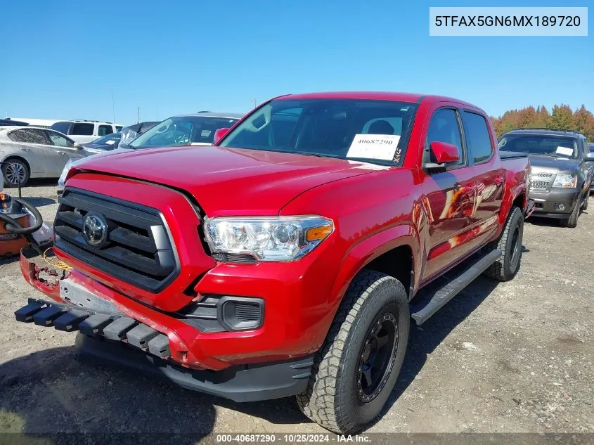 2021 Toyota Tacoma Sr VIN: 5TFAX5GN6MX189720 Lot: 40687290