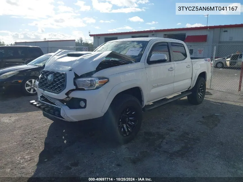 2021 Toyota Tacoma Trd Sport VIN: 3TYCZ5AN6MT041167 Lot: 40697714