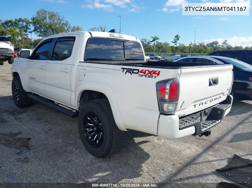 2021 Toyota Tacoma Trd Sport VIN: 3TYCZ5AN6MT041167 Lot: 40697714