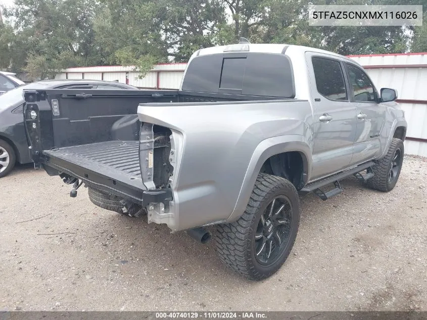 2021 Toyota Tacoma Sr5 V6 VIN: 5TFAZ5CNXMX116026 Lot: 40740129