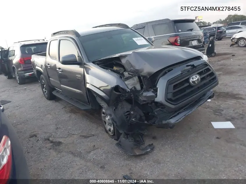 2021 Toyota Tacoma Sr V6 VIN: 5TFCZ5AN4MX278455 Lot: 40808845