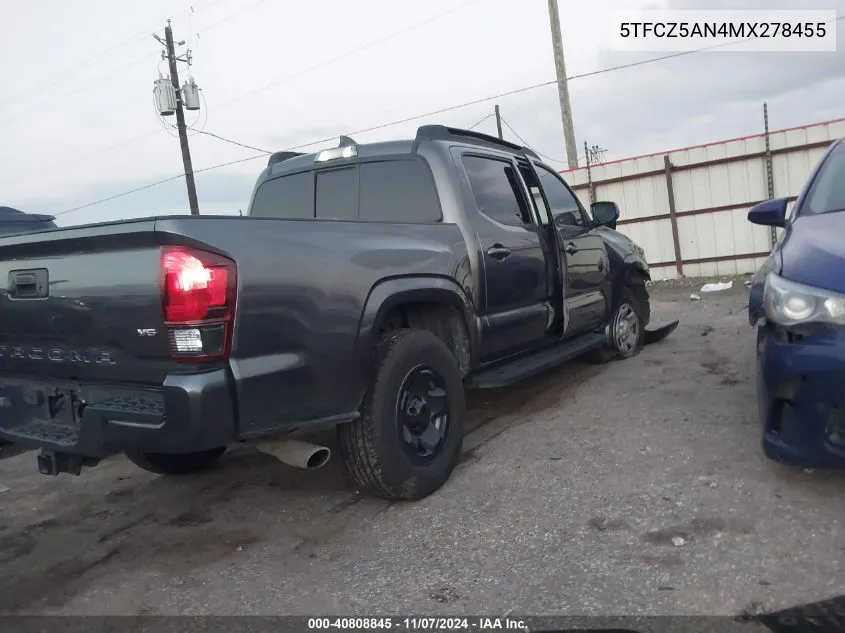 2021 Toyota Tacoma Sr V6 VIN: 5TFCZ5AN4MX278455 Lot: 40808845