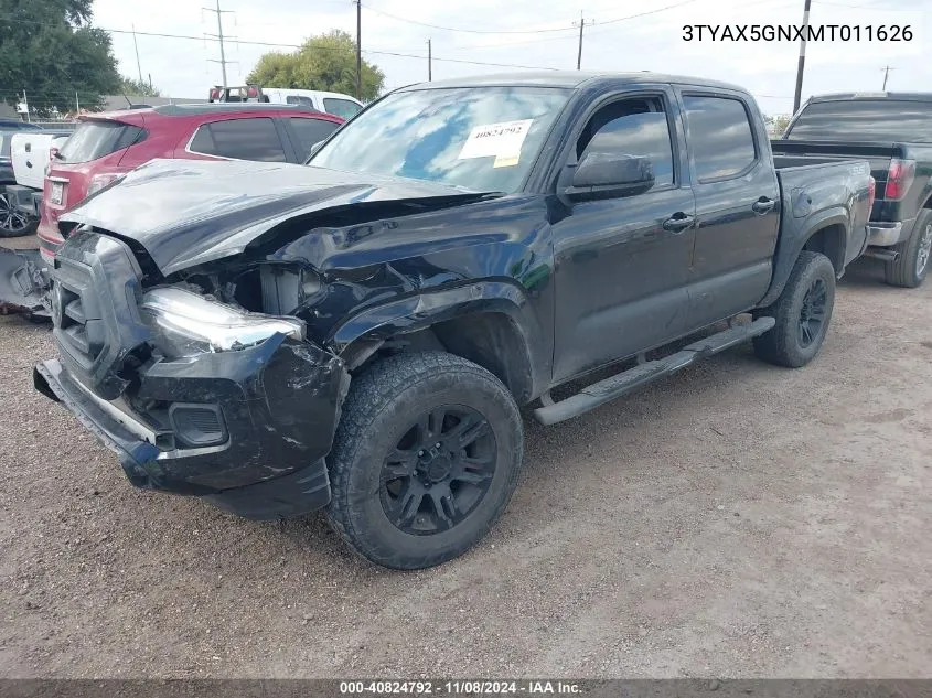 2021 Toyota Tacoma Sr VIN: 3TYAX5GNXMT011626 Lot: 40824792