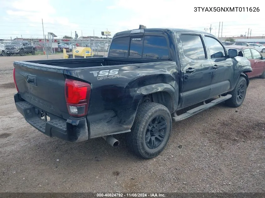 2021 Toyota Tacoma Sr VIN: 3TYAX5GNXMT011626 Lot: 40824792