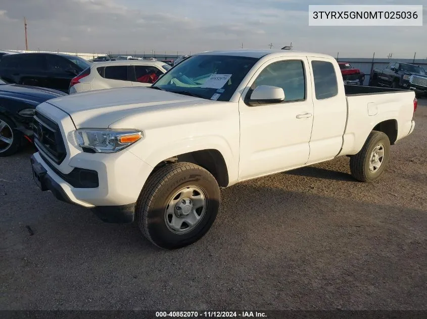 2021 Toyota Tacoma Sr VIN: 3TYRX5GN0MT025036 Lot: 40852070