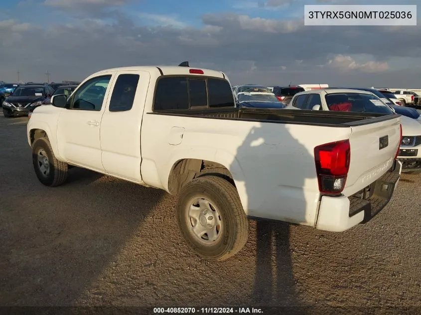 2021 Toyota Tacoma Sr VIN: 3TYRX5GN0MT025036 Lot: 40852070