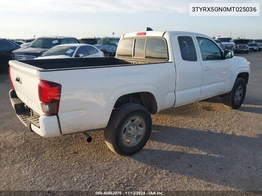 2021 Toyota Tacoma Sr VIN: 3TYRX5GN0MT025036 Lot: 40852070