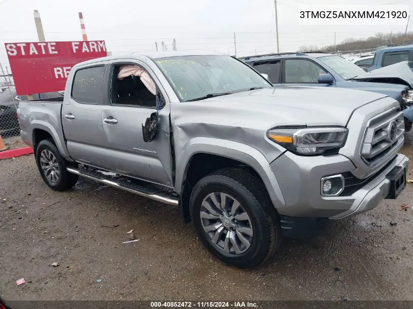 2021 Toyota Tacoma Limited VIN: 3TMGZ5ANXMM421920 Lot: 40852472