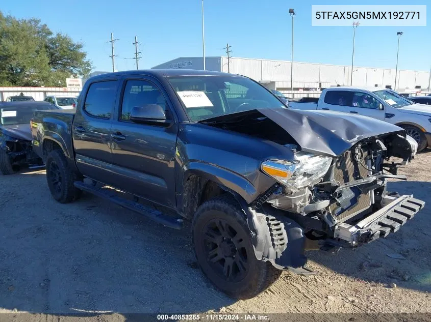 2021 Toyota Tacoma Sr VIN: 5TFAX5GN5MX192771 Lot: 40853285