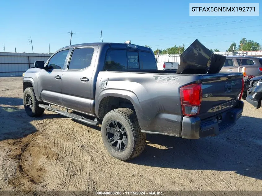 2021 Toyota Tacoma Sr VIN: 5TFAX5GN5MX192771 Lot: 40853285