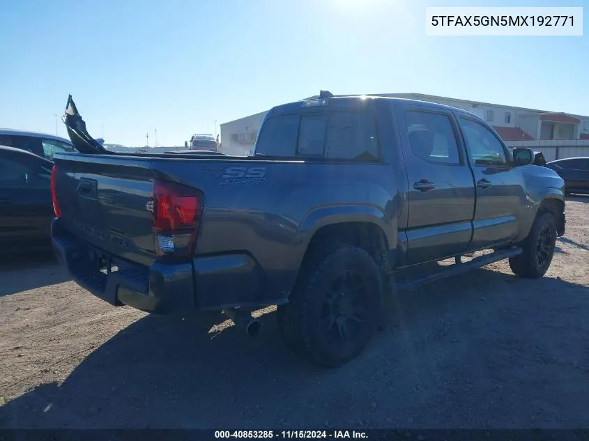 2021 Toyota Tacoma Sr VIN: 5TFAX5GN5MX192771 Lot: 40853285