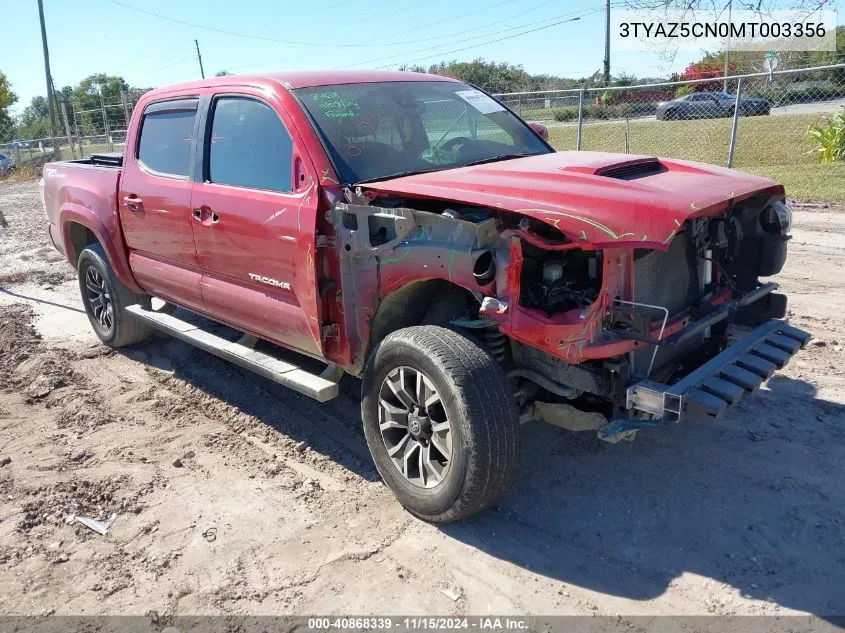 2021 Toyota Tacoma Trd Sport VIN: 3TYAZ5CN0MT003356 Lot: 40868339