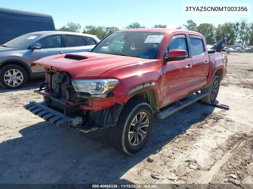 2021 Toyota Tacoma Trd Sport VIN: 3TYAZ5CN0MT003356 Lot: 40868339