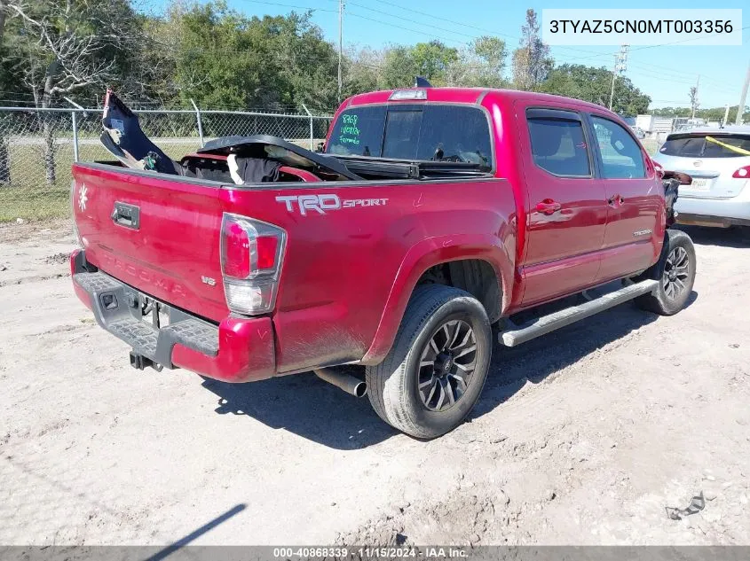 2021 Toyota Tacoma Trd Sport VIN: 3TYAZ5CN0MT003356 Lot: 40868339