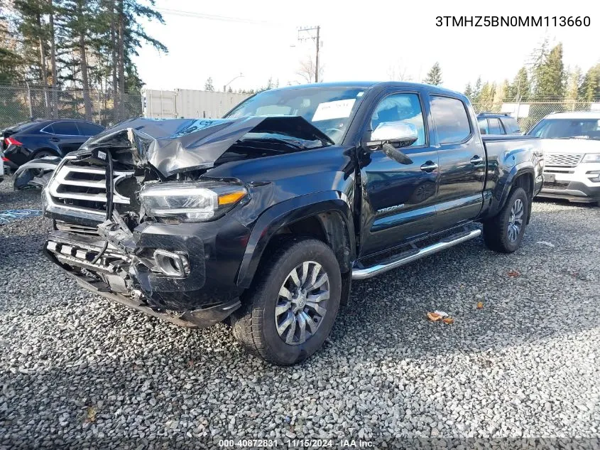 2021 Toyota Tacoma Limited VIN: 3TMHZ5BN0MM113660 Lot: 40872831