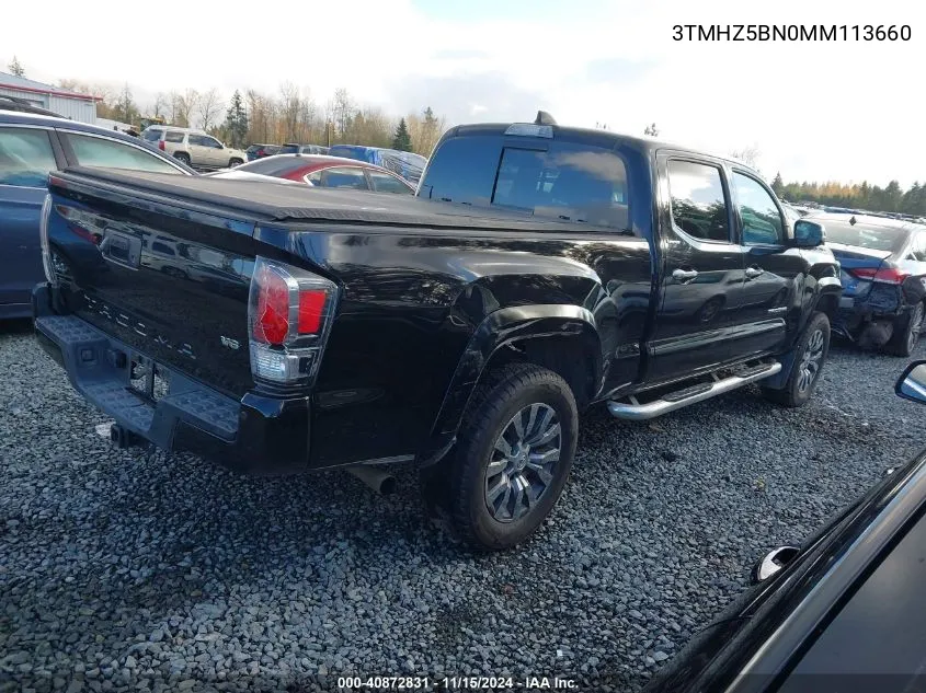 2021 Toyota Tacoma Limited VIN: 3TMHZ5BN0MM113660 Lot: 40872831