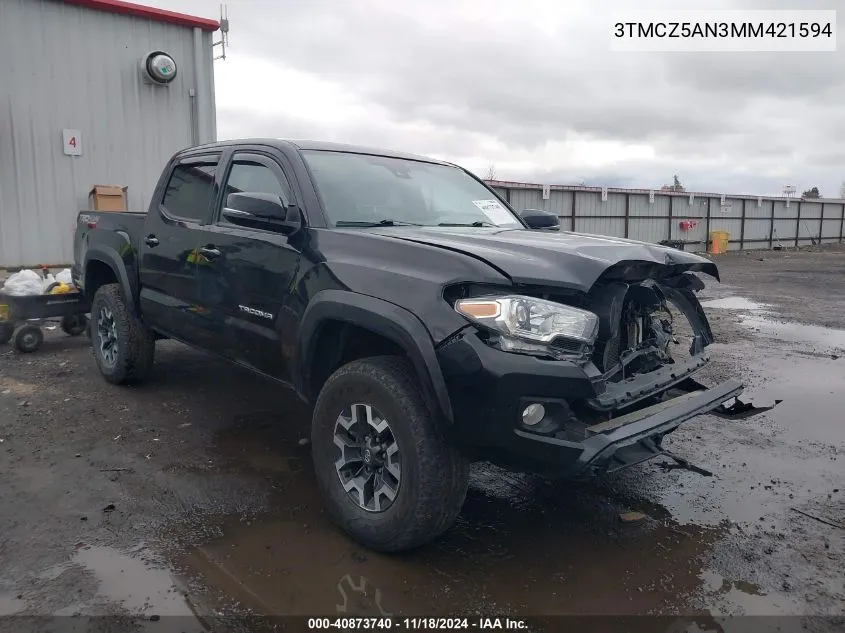 2021 Toyota Tacoma Trd Off-Road VIN: 3TMCZ5AN3MM421594 Lot: 40873740