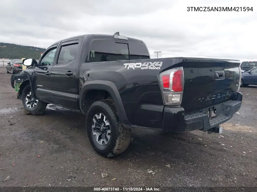 2021 Toyota Tacoma Trd Off-Road VIN: 3TMCZ5AN3MM421594 Lot: 40873740