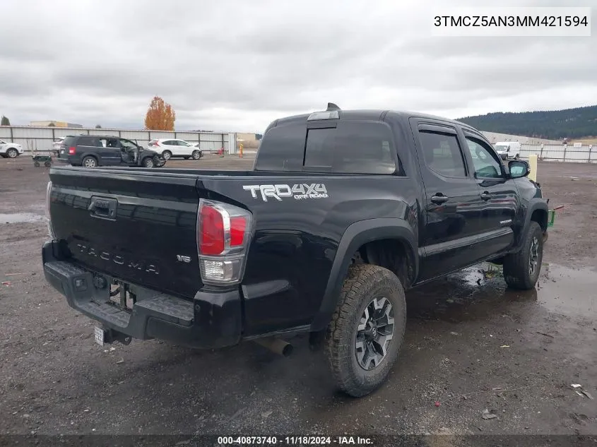 2021 Toyota Tacoma Trd Off-Road VIN: 3TMCZ5AN3MM421594 Lot: 40873740