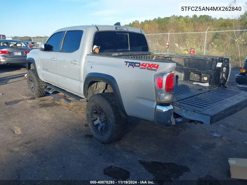 2021 Toyota Tacoma Trd Off-Road VIN: 5TFCZ5AN4MX262840 Lot: 40878293