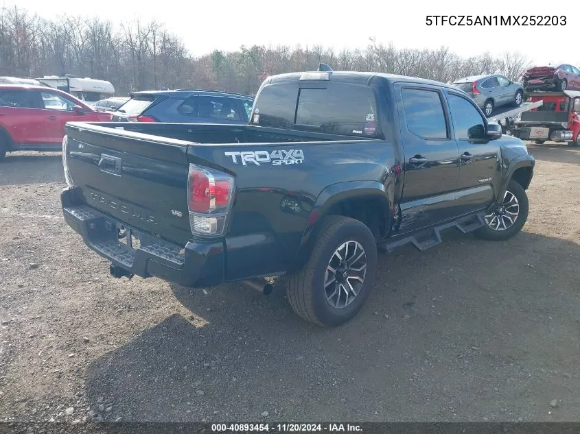 2021 Toyota Tacoma Trd Sport VIN: 5TFCZ5AN1MX252203 Lot: 40893454