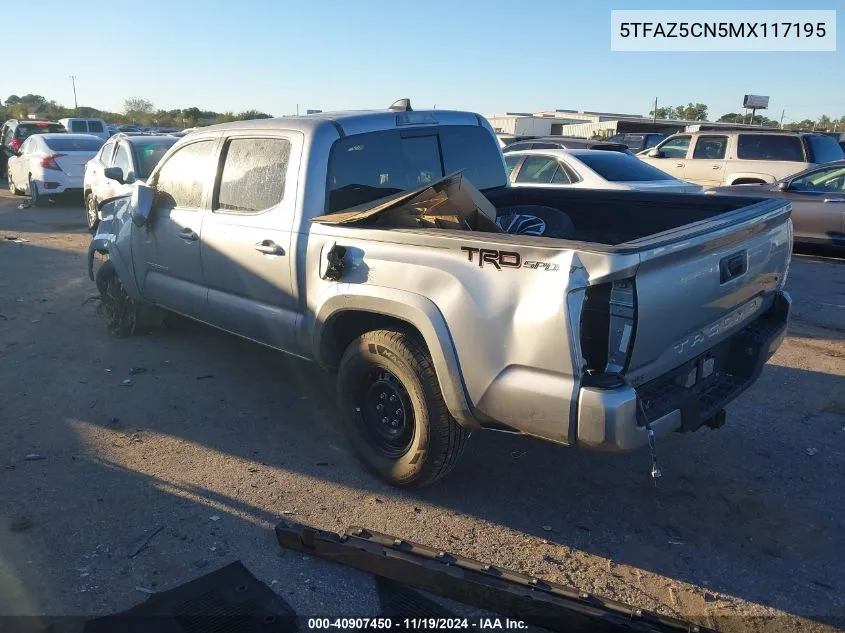 2021 Toyota Tacoma Trd Sport VIN: 5TFAZ5CN5MX117195 Lot: 40907450