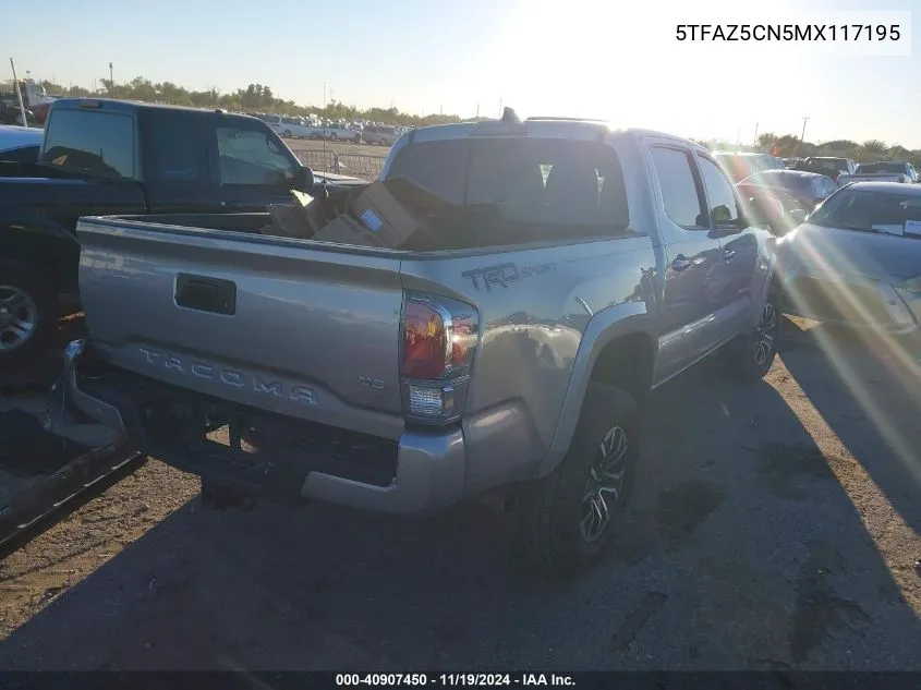 2021 Toyota Tacoma Trd Sport VIN: 5TFAZ5CN5MX117195 Lot: 40907450