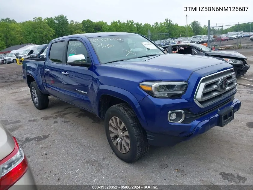 2022 Toyota Tacoma Limited VIN: 3TMHZ5BN6NM126687 Lot: 39320352