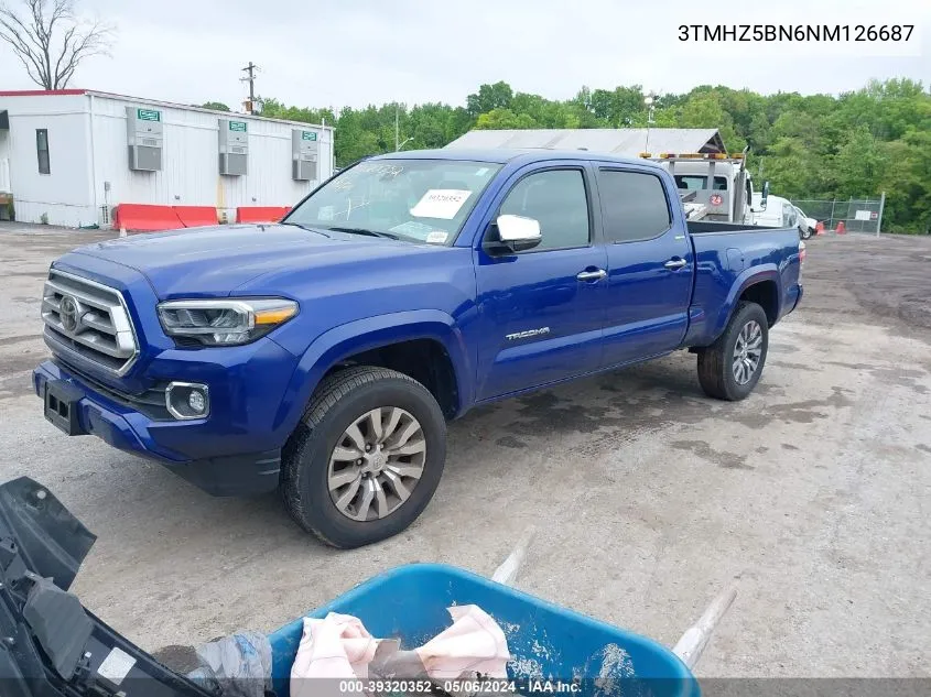 2022 Toyota Tacoma Limited VIN: 3TMHZ5BN6NM126687 Lot: 39320352