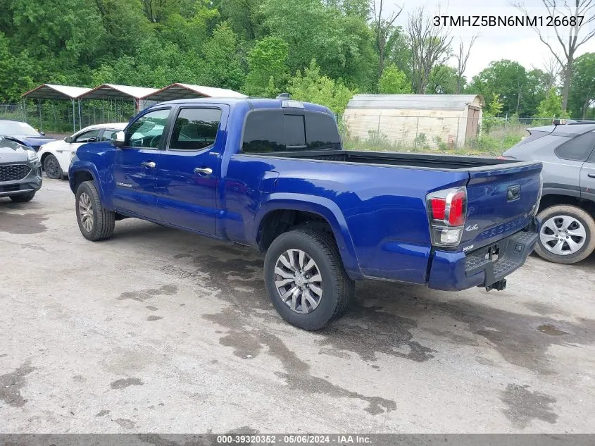 2022 Toyota Tacoma Limited VIN: 3TMHZ5BN6NM126687 Lot: 39320352