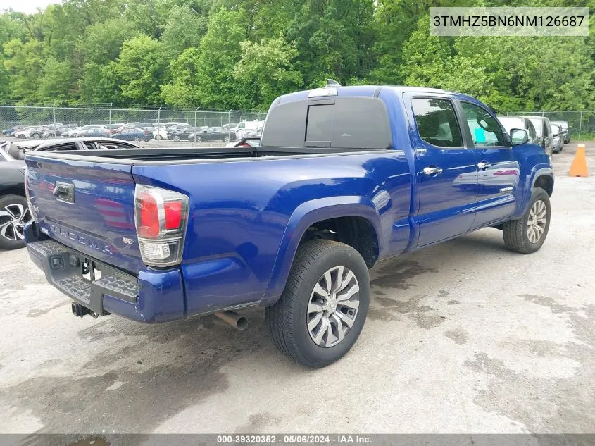 2022 Toyota Tacoma Limited VIN: 3TMHZ5BN6NM126687 Lot: 39320352