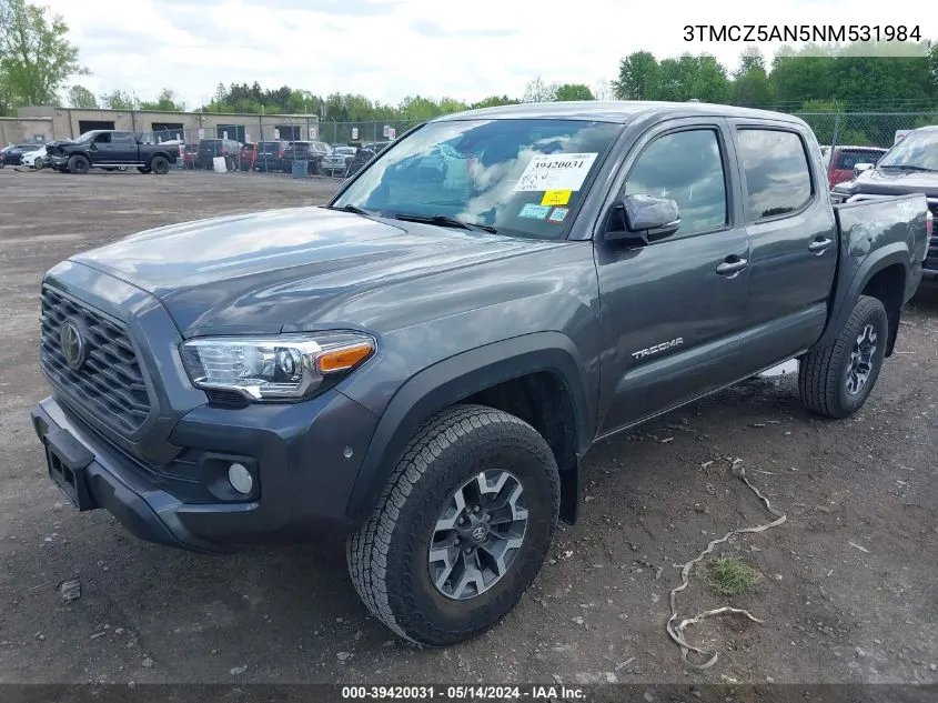 2022 Toyota Tacoma Trd Off Road VIN: 3TMCZ5AN5NM531984 Lot: 39420031