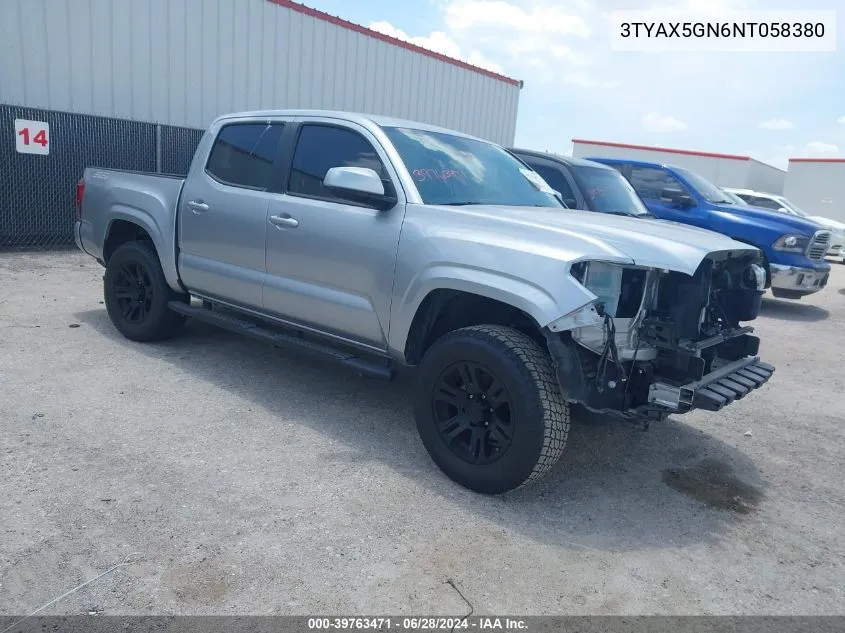 2022 Toyota Tacoma Sr VIN: 3TYAX5GN6NT058380 Lot: 39763471