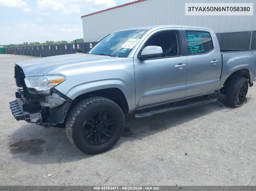 2022 Toyota Tacoma Sr VIN: 3TYAX5GN6NT058380 Lot: 39763471