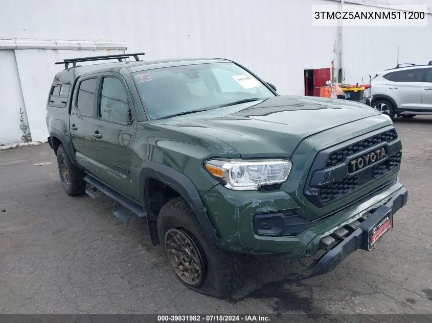 2022 Toyota Tacoma Sr5 V6 VIN: 3TMCZ5ANXNM511200 Lot: 39831982