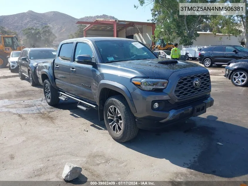 2022 Toyota Tacoma Trd Sport VIN: 3TMCZ5AN4NM506381 Lot: 39882409