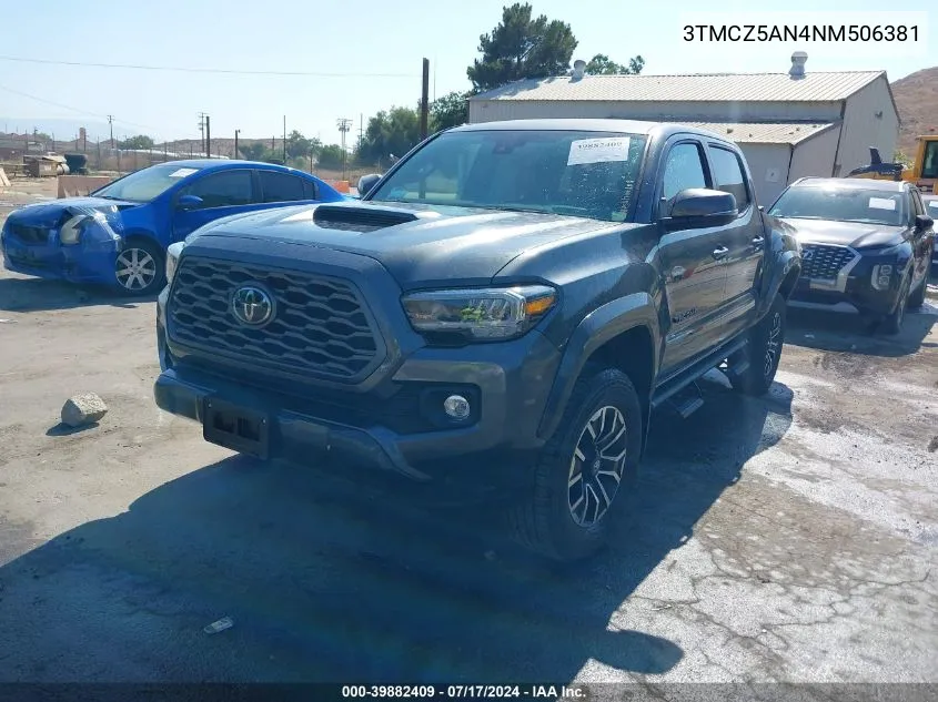 2022 Toyota Tacoma Trd Sport VIN: 3TMCZ5AN4NM506381 Lot: 39882409