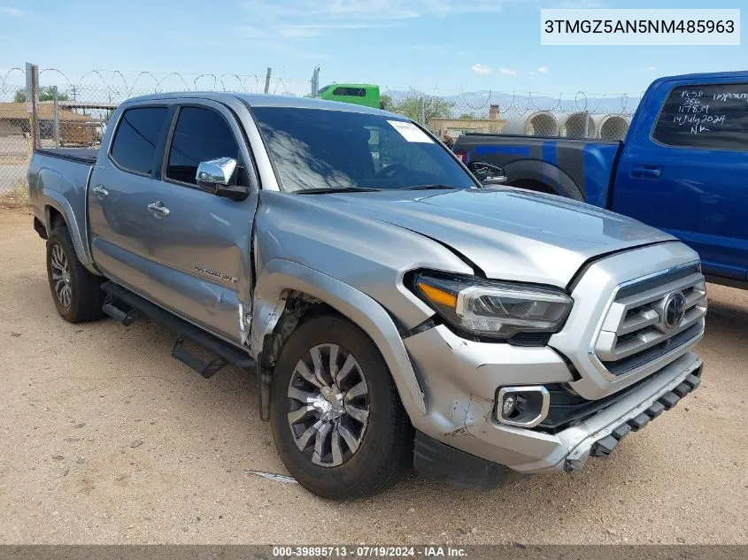 2022 Toyota Tacoma Limited VIN: 3TMGZ5AN5NM485963 Lot: 39895713