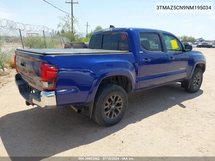 2022 Toyota Tacoma Sr5 V6 VIN: 3TMAZ5CN9NM195034 Lot: 39903962