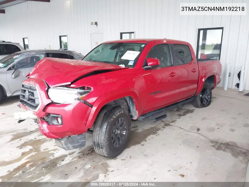 2022 Toyota Tacoma Sr5 V6 VIN: 3TMAZ5CN4NM192218 Lot: 39925317