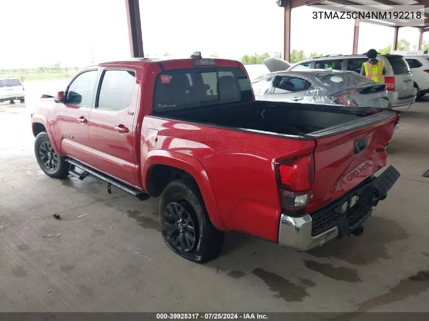 2022 Toyota Tacoma Sr5 V6 VIN: 3TMAZ5CN4NM192218 Lot: 39925317