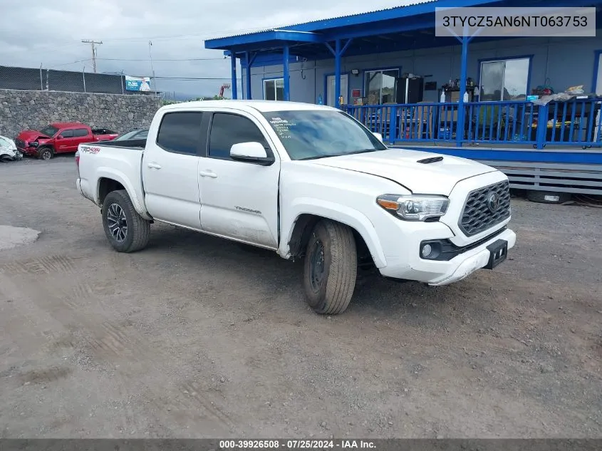 2022 Toyota Tacoma Sr5 V6 VIN: 3TYCZ5AN6NT063753 Lot: 39926508