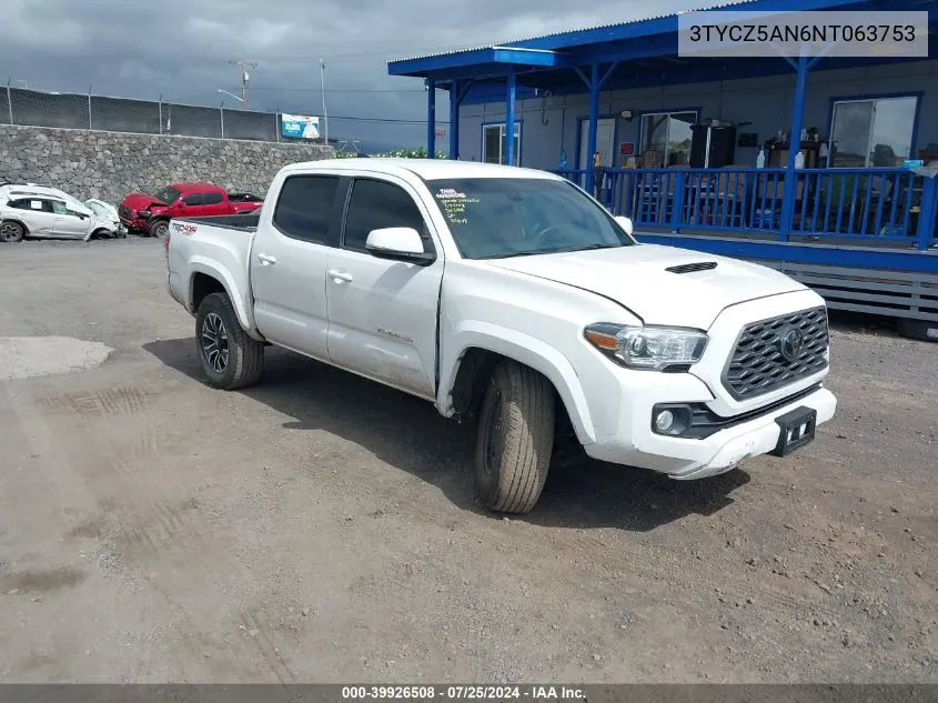 2022 Toyota Tacoma Sr5 V6 VIN: 3TYCZ5AN6NT063753 Lot: 39926508