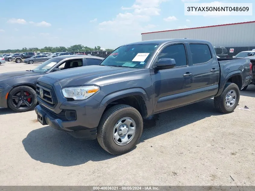 2022 Toyota Tacoma Sr VIN: 3TYAX5GN6NT048609 Lot: 40036321