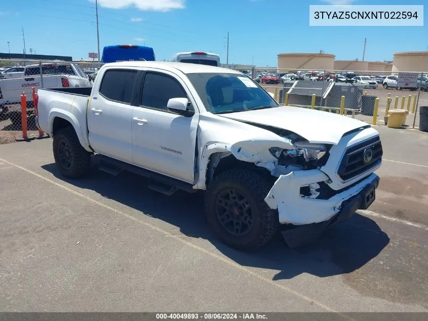 2022 Toyota Tacoma Sr5 V6 VIN: 3TYAZ5CNXNT022594 Lot: 40049893