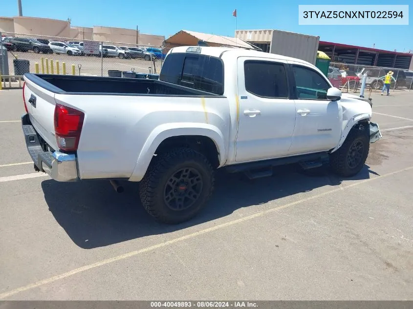 2022 Toyota Tacoma Sr5 V6 VIN: 3TYAZ5CNXNT022594 Lot: 40049893