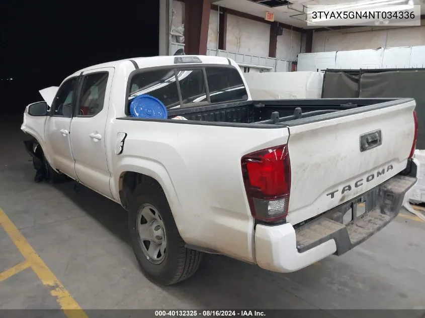 2022 Toyota Tacoma Sr VIN: 3TYAX5GN4NT034336 Lot: 40132325