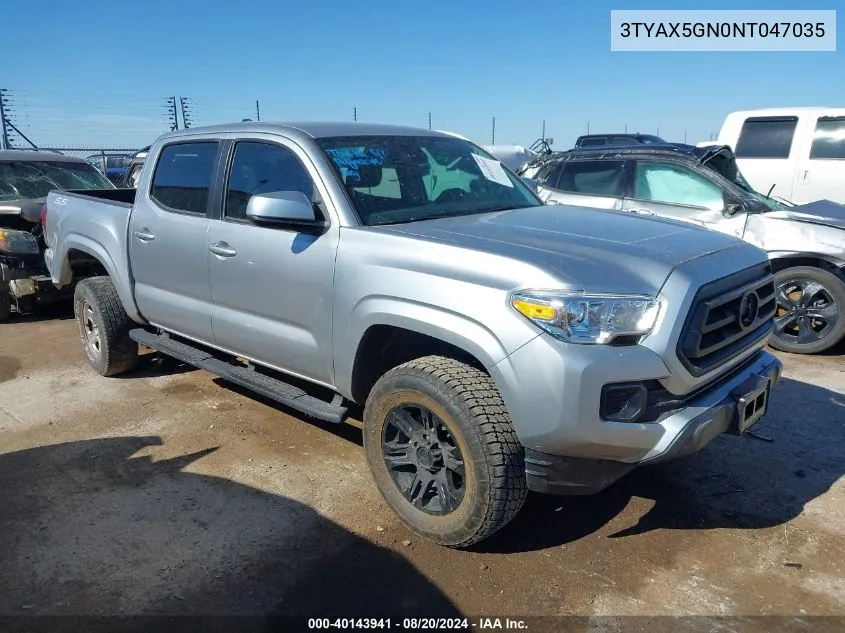 2022 Toyota Tacoma Double Cab/Sr/Sr5 VIN: 3TYAX5GN0NT047035 Lot: 40143941